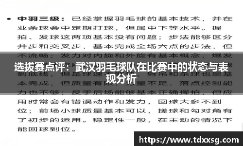选拔赛点评：武汉羽毛球队在比赛中的状态与表现分析